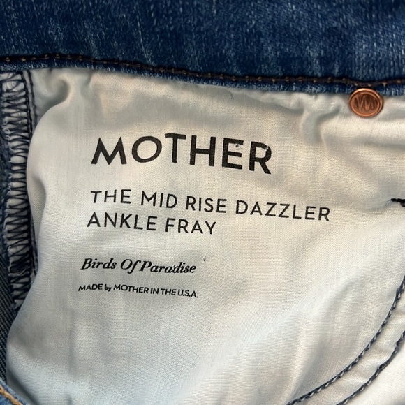 MOTHER The Mid-Rise Dazzler Ankle Fray Jeans Birds of Paradise Sz 25 - Picture 9 of 9
